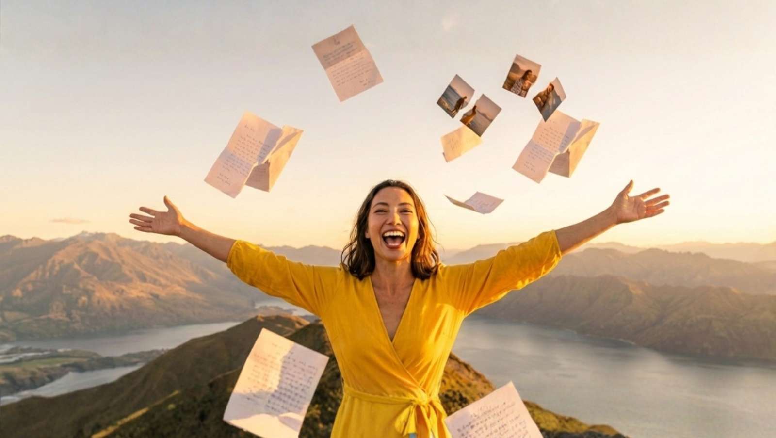 Person in yellow dress with papers